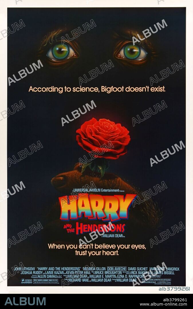 Poster of BIGFOOT AND THE HENDERSONS, 1987 (HARRY AND THE HENDERSONS). Copyright AMBLIN/UNIVERSAL.