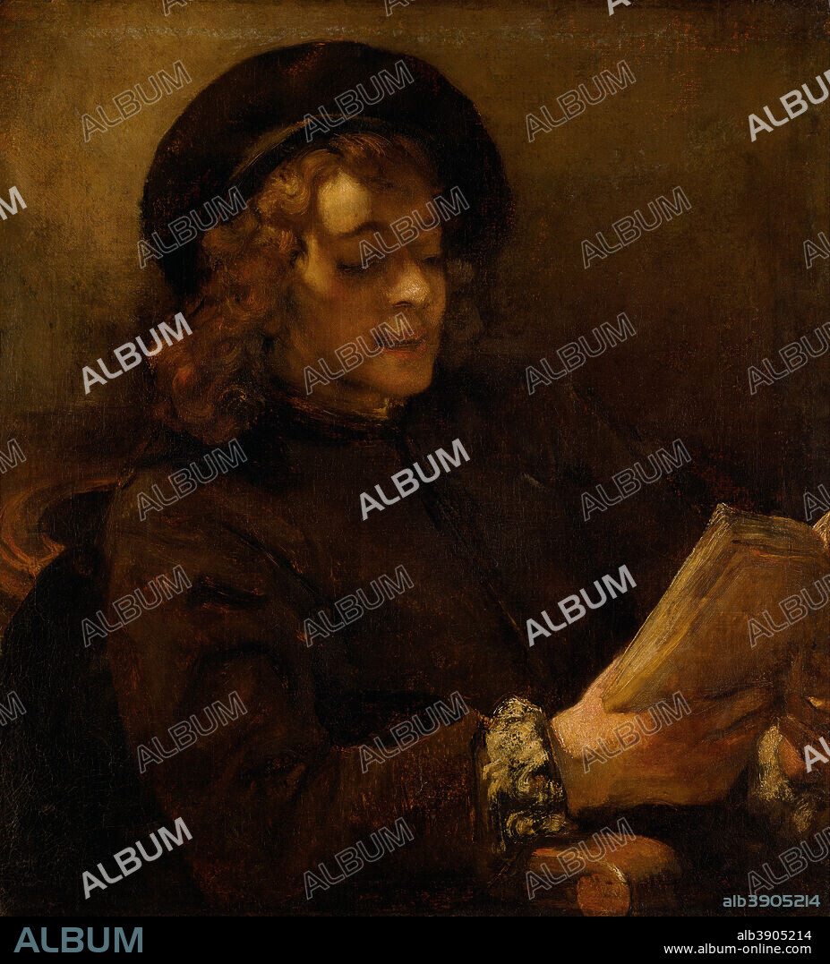 REMBRANDT. Titus van Rijn, de zoon van de kunstenaar, lezend / Titus van Rijn, the Artist's Son, Reading. Date/Period: 1656 or 1657. Painting. Oil. Height: 705 mm (27.75 in); Width: 640 mm (25.19 in).