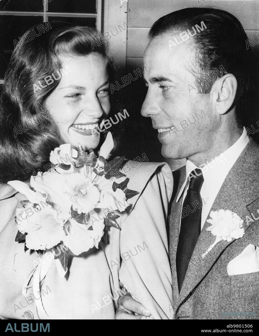 Lauren bacall, humphrey bogart, wedding 1945.