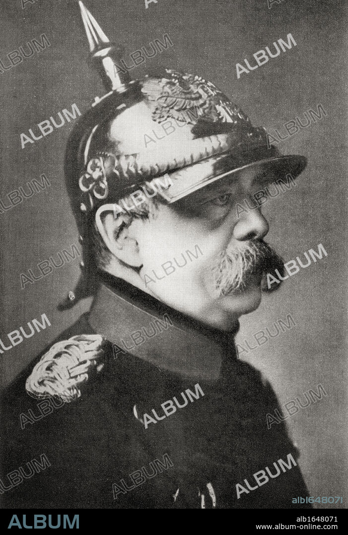 Otto Eduard Leopold von Bismarck, Prince of Bismarck, Duke of Lauenburg, Count of Bismarck-Schonhausen, 1815 to 1898. Prussian German statesman and aristocrat. First chancellor of the German Empire. From the book Europe in the Nineteenth Century an Outline History, published 1916.