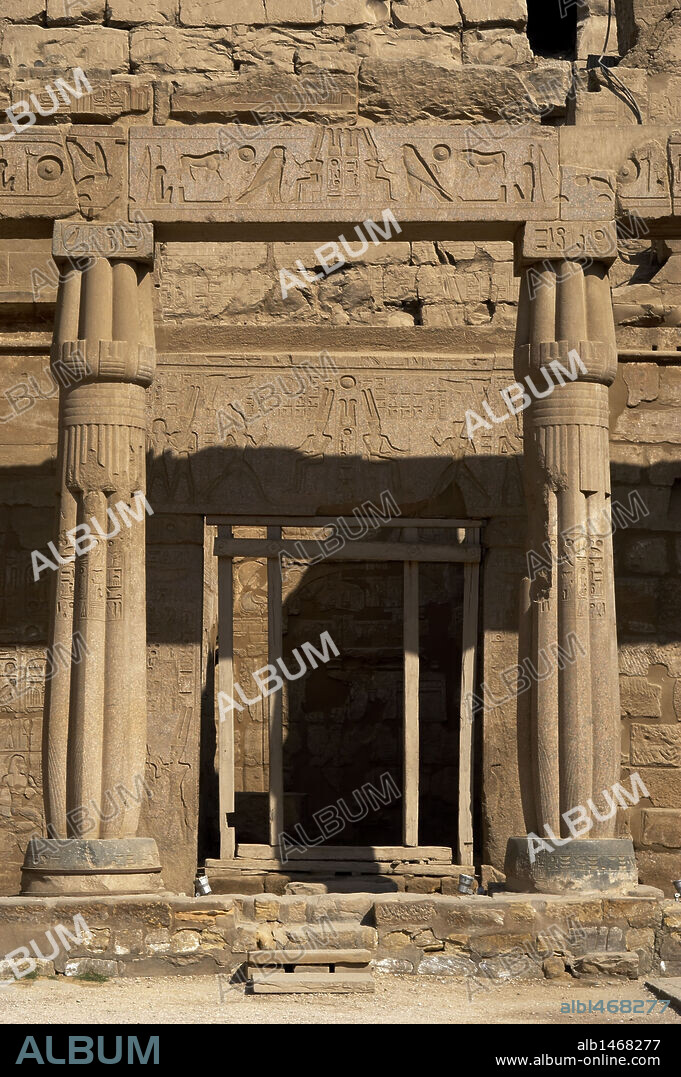 Luxor temple. Chapel dedicated to the Theban triad formed by the gods Amun, Mut and Khonsu. North side of the first court of Ramses II. New Empire. Egypt.