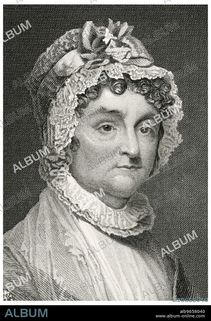 Abigail Adams (1744-1818), Wife of 2nd U.S. President John Adams and Mother of 6th U.S. President John Quincy Adams, Head and Shoulders Portrait, Steel Engraving, Portrait Gallery of Eminent Men and Women of Europe and America by Evert A. Duyckinck, Published by Henry J. Johnson, Johnson, Wilson & Company, New York, 1873.