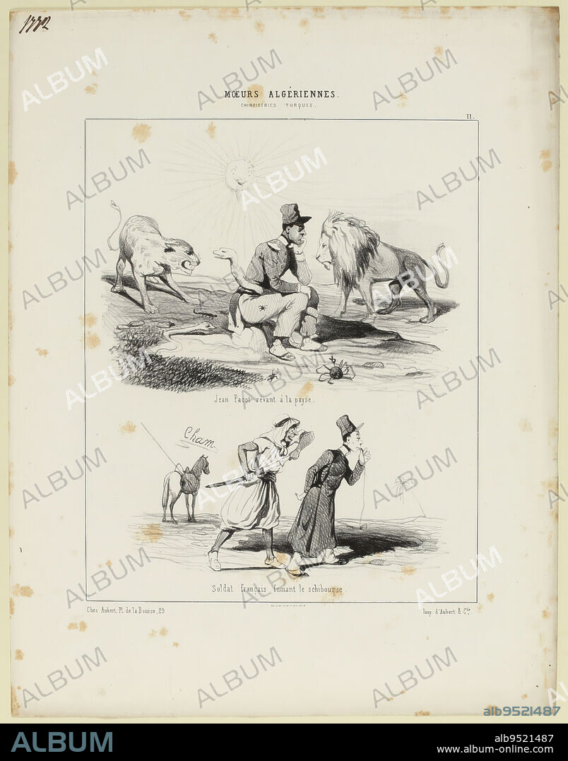 Jean Pacot dreaming of the country. [...] / N°11., Cham (Amédée Charles de Noé, known as), Draftsman-lithographer, Aubert, Printer-lithographer, Array, Print, Graphic arts, Print, Lithography, Dimensions - Work: Height: 35.8 cm, Width: 27.2 cm.