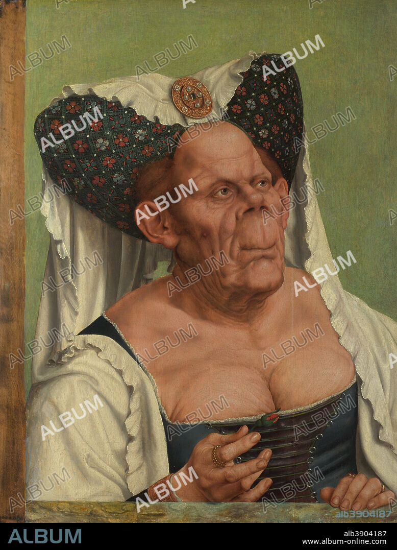 QUENTIN MATSYS. An Old Woman ('The Ugly Duchess'). Date/Period: 1513. Painting. Oil on oak. Height: 62.4 cm (24.5 in); Width: 45.5 cm (17.9 in).