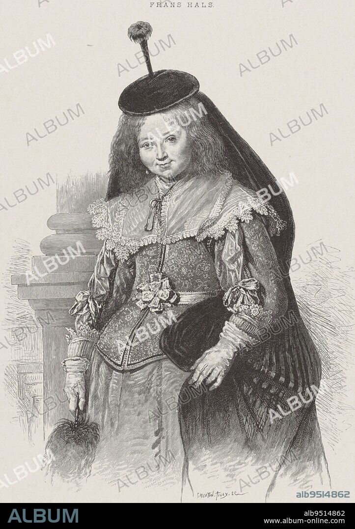 Portrait of Emerentia van Beresteyn. Portrait of Emerentia van Beresteyn, with her name in the lower margin., print maker: Smeeton Tilly, (mentioned on object), after: Pieter Claesz. Soutman, after: Frans Hals, (rejected attribution), Paris, c. 1874 - 1888, paper, h 504 mm × w 330 mm.