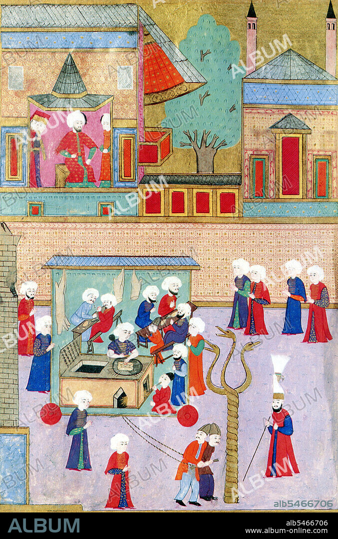 Sultan of the Ottoman Empire, Murad III (4 July 1546 15/16 January 1595) was the eldest son of Sultan Selim II (1566-74), and succeeded his father in 1574. Murad began his reign by having his five younger brothers strangled. His authority was undermined by the harem influences, more specifically, those of his mother and later of his favorite wife Safiye Sultan. The power had only been maintained under Selim II by the genius of the all-powerful Grand Vizier Mehmed Sokollu who remained in office until his assassination in October 1579. The reign of Murad III was marked by wars with Safavids and Habsburgs and Ottoman economic decline and institutional decay.