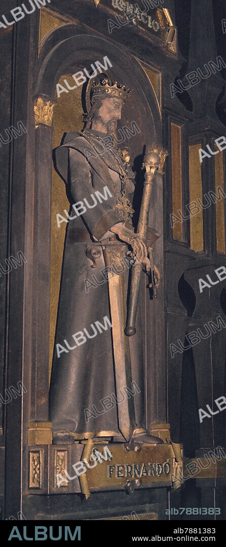 JOSÉ ESPINÓS ALONSO. DETALLE DE SAN FERNANDO EN LA REJA DE LA BASILICA DE LA SANTA CRUZ DEL VALLE DE LOS CAIDOS - SIGLO XX.