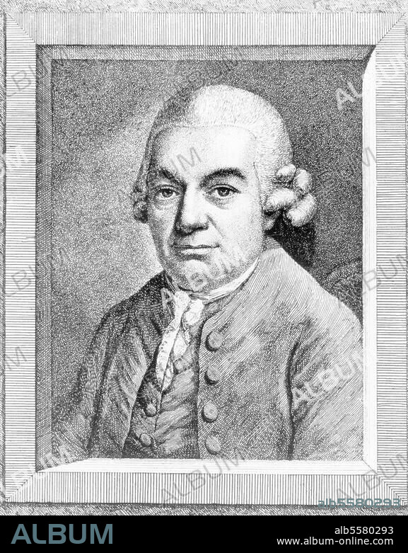 Bach, Carl Philipp Emanuel, German musician and composer. Weimar 8.3.1714 - Hamburg 14.12.1788. Portrait. Copper engraving by H. Pfenninger, c. 1770.