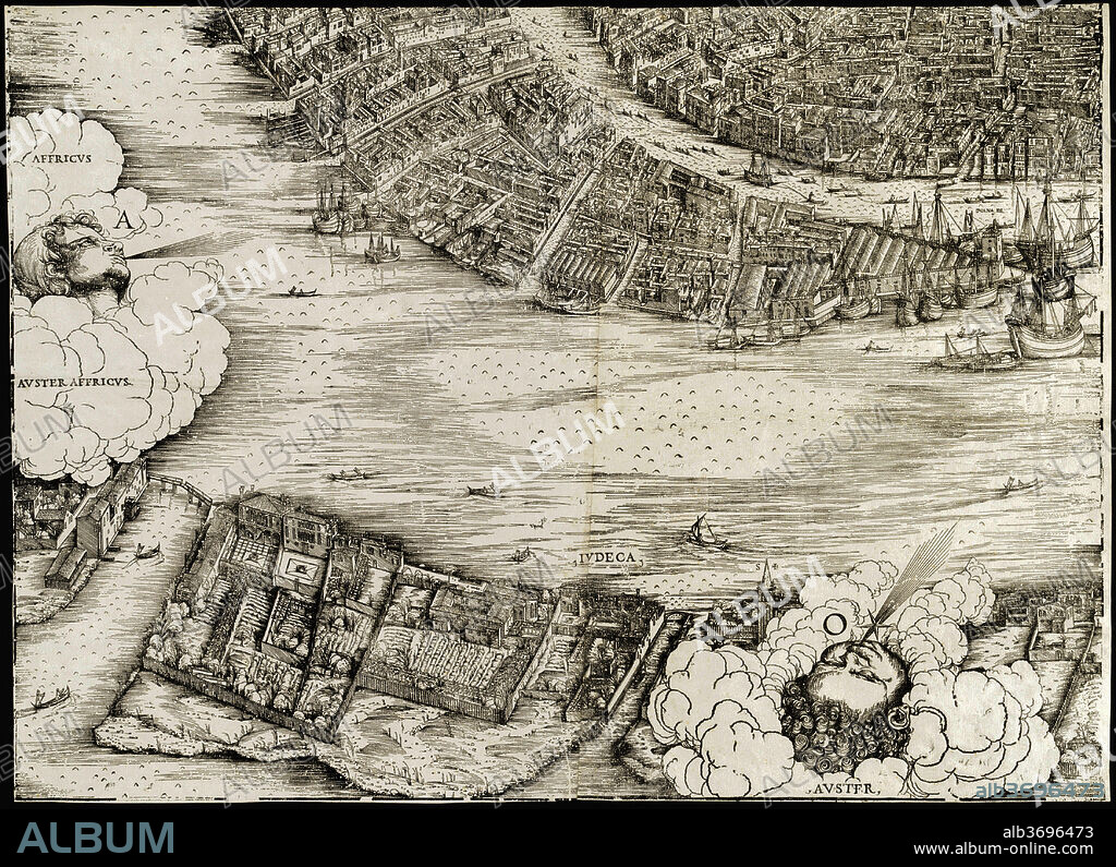 JACOPO DE' BARBARI. View of Venice [lower left block]. Dated: 1500. Medium: woodcut on two sheets pasted together.