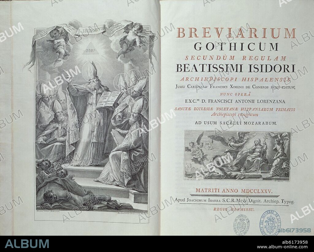 LORENZANA FRANCISCI ANTONII. BREVIARIUM GOTHICUM SECUNDUM REGULAM BEATISSIMI ISIDORI - 1775 - MADRID - JOAQUIN IBARRA.