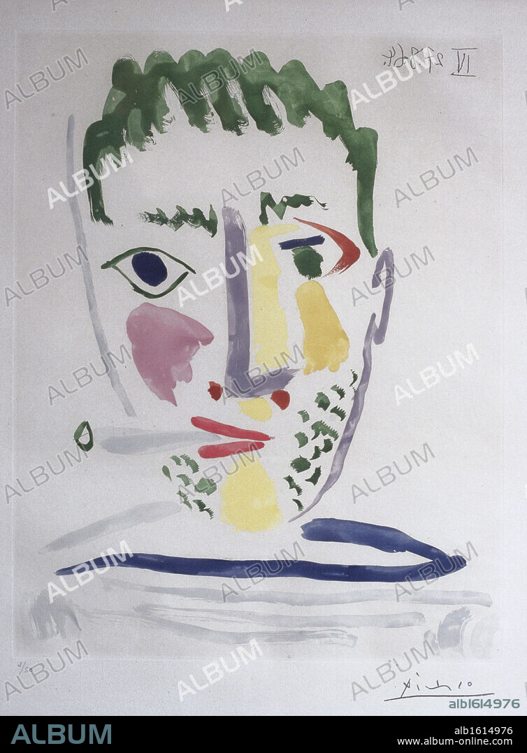 Man With Cigar by Pablo Picasso, lithograph, 1881-1973, USA, Pennsylvania, Philadelphia, David David Gallery.