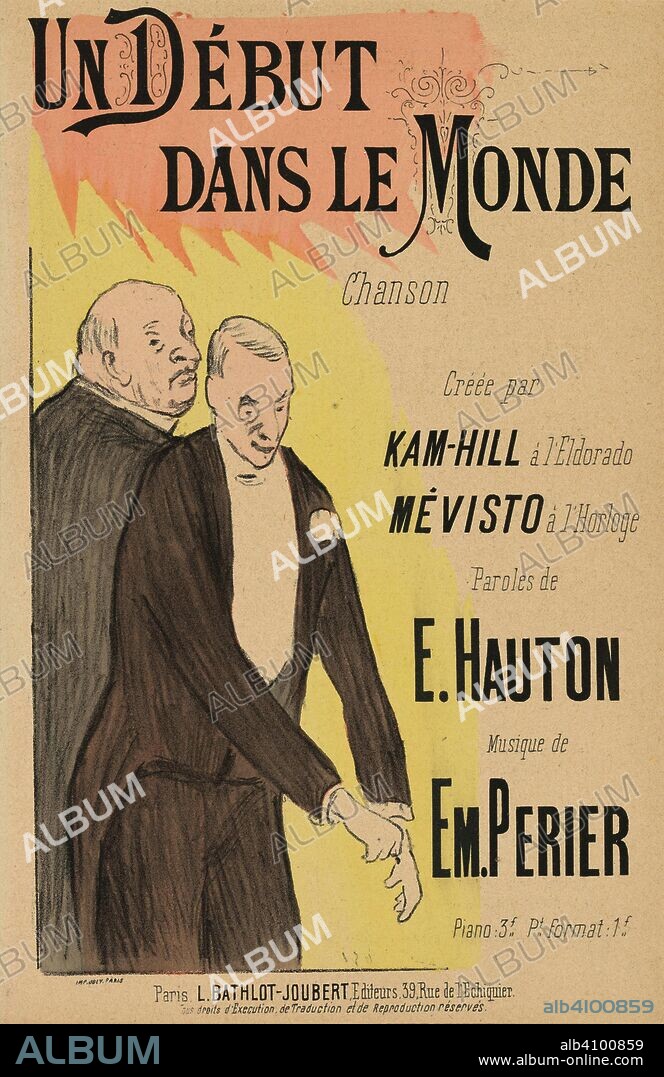 E HAUTON. Sheet music Un début dans le monde by E. Hauton and Em. Perier, performed by Mévisto and Kam-Hill. Dimensions: 27 cm x 17.7 cm.