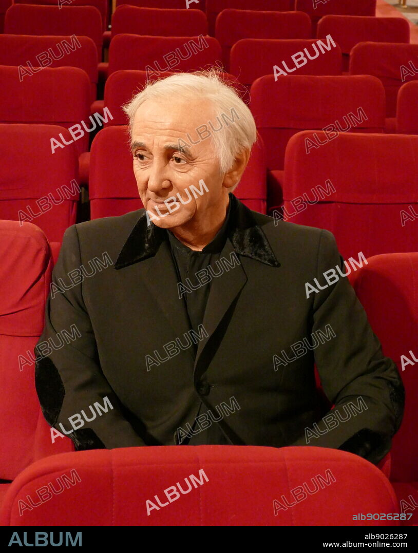 Waxwork statue of Charles Aznavour (1924 - 2018); French-Armenian singer.