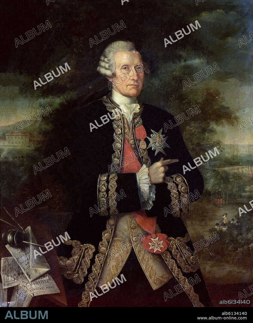 ANONIMO SIGLO XVIII. RICARDO WALL (1694-1778) - POLITICO ESPAÑOL DE ORIGEN IRLANDES - MINISTRO DE MARINA DURANTE EL REINADO DE CARLOS III.