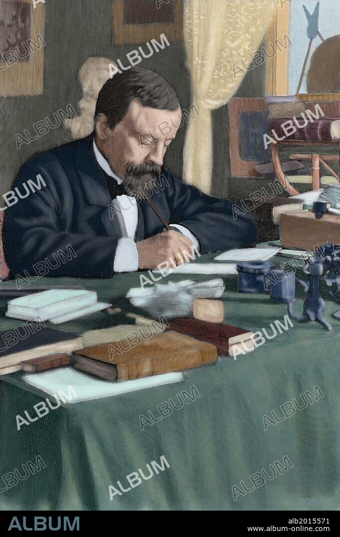 Henryk Sienkiewicz (1846-1916). Polish novelist and journalist. Nobel Prize of Literature, 1905. Colored engraving. 19th century.