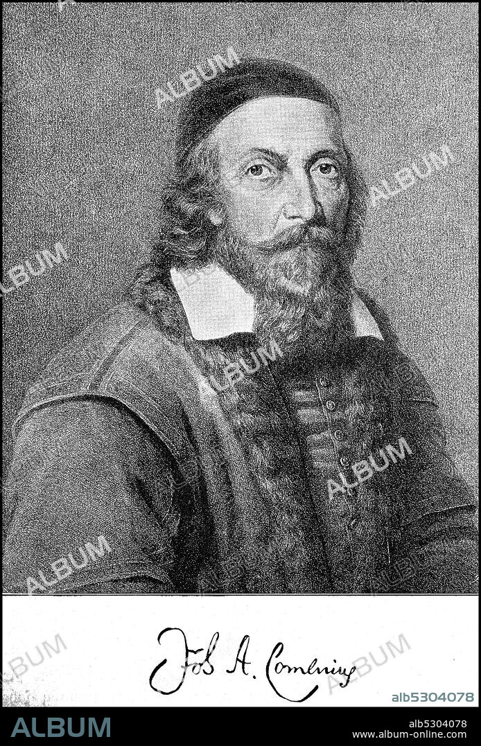 Johann Amos Comenius, Comenius, John Amos Comenius, Jan Amos Comenius, SEGES, March 28, 1592 - November 15, 1670, was a Czech Protestant philosopher, theologian and educator, and Bishop of the Unity of Czech Brethren  /  Johann Amos Comenius, Komenius, Iohannes Amos Comenius, Jan Amos Komenský, Segeš, 28. März 1592 - 15. November 1670, war ein tschechischer evangelischer Philosoph, Theologe und Pädagoge sowie Bischof der Unität der Böhmischen Brüder, Historisch, historical, digital improved reproduction of an original from the 19th century / digitale Reproduktion einer Originalvorlage aus dem 19. Jahrhundert,.