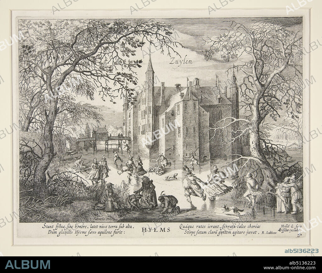 Etcher: Hessel Gerrits, Dutch, 15811632, After: David Vinckboons, Flemish, 15761629, Winter - Zuylen, from a set of 4 etchings The Seasons: Views of Castles near Amsterdam, Etching, sheet: 19.1 × 24.8 cm (7 1/2 × 9 3/4 in.), Made in The Netherlands, Dutch, 17th century, Works on Paper - Prints.