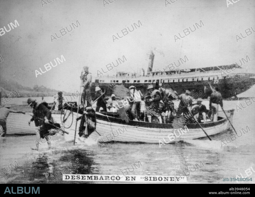 Landing in Siboney. On June 23, 1898, Cuban forces occupied this settlement. The Americans landed some  troops, two days later  General Calixro Garcia landed with 3,000  men.Cigar card from the History of Cuba, Geografico Universal, Propaganda de los Cigarros Susini y La Corona, Tabacalera Cubana.