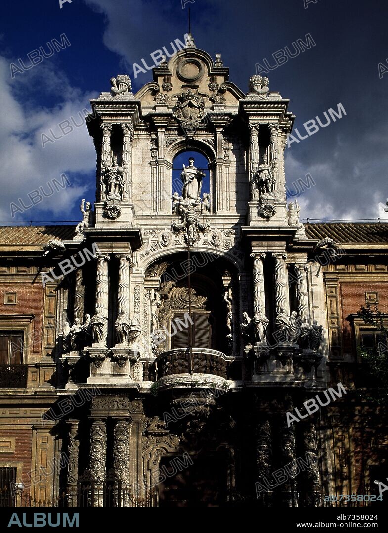 LEONARDO FIGUEROA (1650-1730). DETALLE DE LA FACHADA DEL ANTIGUO PALACIO DE SAN TELMO CONVERTIDO EN SEDE DE LA PRESIDENCIA DE LA JUNTA DE ANDALUCIA.