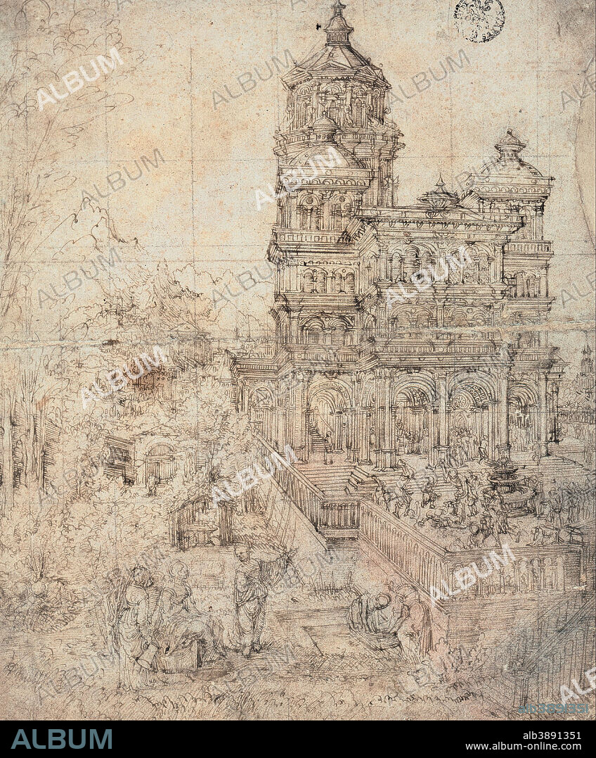 ALBRECHT ALTDORFER. Susanna at her Bath. Date/Period: 1526. Pen and black-brown ink, on brownish paper, squared in graphite. Feder in Schwarzbraun, auf bräunlichem Papier, mit dem Graphitstift quadriert. Height: 332 mm (13.07 in); Width: 274 mm (10.78 in).