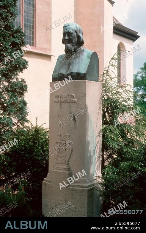 Hoffmann, August Heinrich, genannt Hoffmann von Fallersleben; Germanist und Dichter; Fallersleben bei Braunschweig-2.4.1798 - Corvey 19.1.1874. Grabmal Hoffmanns von Fallersleben auf dem Friedhof in Corvey. Foto.