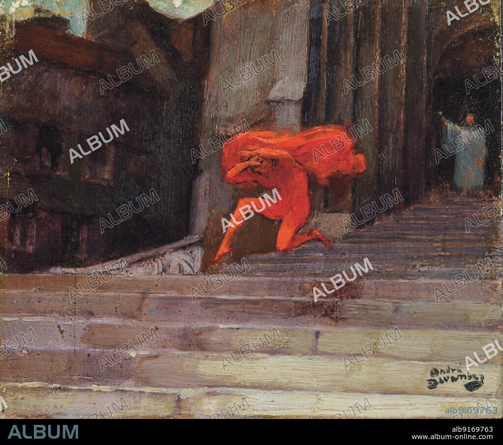 ANDRÉ DEVAMBEZ. L'eau bénite ou le diable chassé d'une église (Holy water or The devil chased out of church).