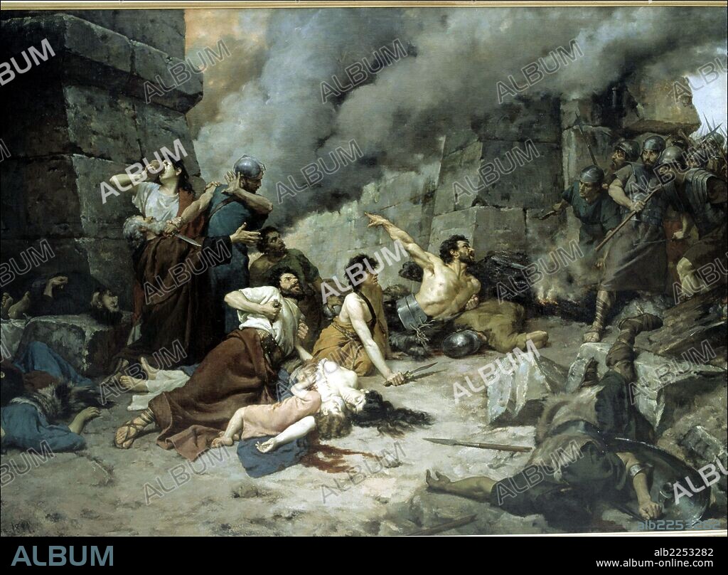 VERA ALEJO. ALEJO VERA. PINTOR ESPAÑOL.  "NUMANCIA " , AÑO 1880. ASEDIO DE NUMANCIA. DESTRUIDA POR ESCIPION EMILIANO , AÑO 133 AC. MUSEO DEL PRADO. DEPOSITADO EN LA DIPUTACION P`ROVINCIAL DE SORIA.