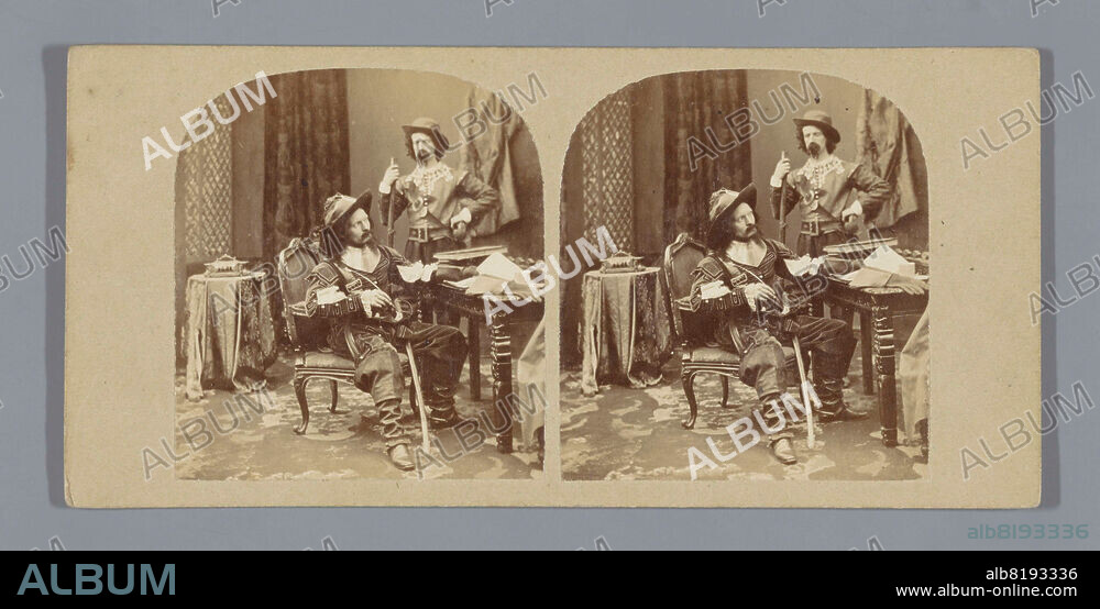Anonymous. Two men in period costumes, 1850-1880. Stereograph, 17.0 cm x 8.5 cm. Inv. Nr. RP-F-F10140. Amsterdam, Rijksmuseum.
