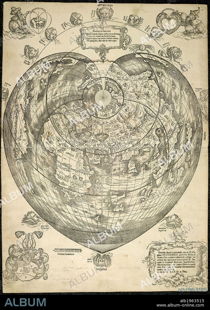 World map. D. Domino Leonardo ab Eck ... P. Apianus ... Mathe. [Ingoldstadt], 1530. World map.  Image taken from D. Domino Leonardo ab Eck P. Apianus Mathematicus hanc universaliorem cogniti orbis tabulam ex recentibus observationibus confectam dedicat.  Originally published/produced in [Ingoldstadt], 1530. . Source: Maps.C.7.c.16,.