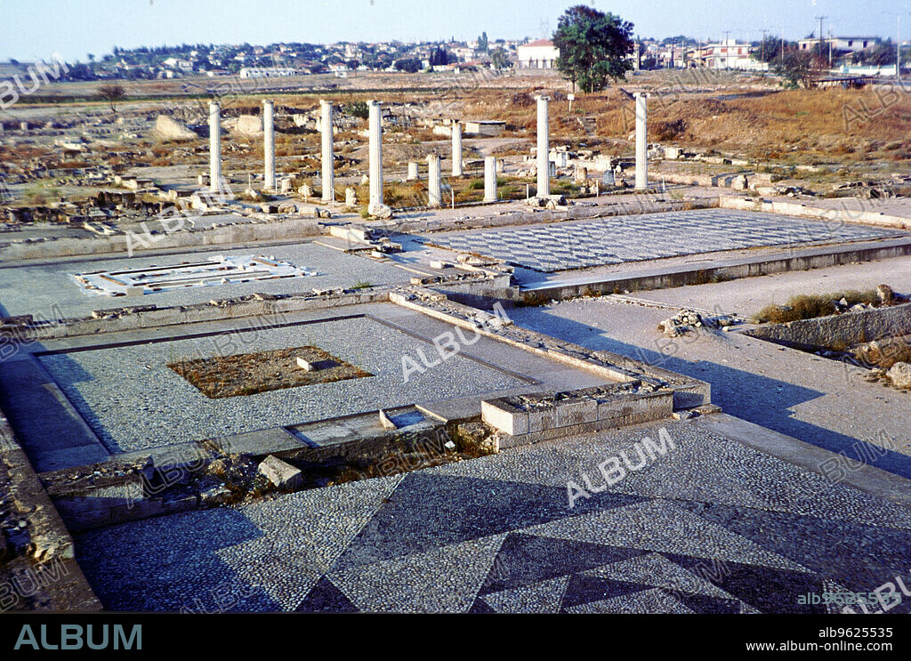 ANON. View of the archaeological remains at Pella, Central Macedonia. From the 5th century BC-2nd century BC, Pella was the capital of ancient Macedonia. It was the birthplace of Alexander the Great (356 BC-323 BC), Alexander III of Macedon.