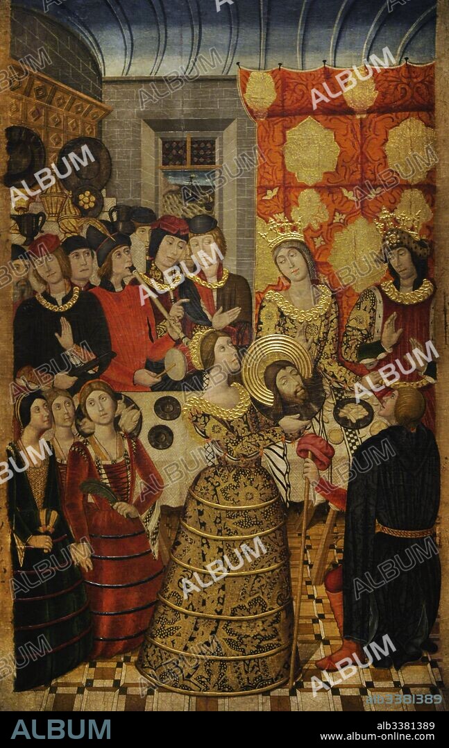 Pedro Garcia de Benabarre (documented  between 1445-1485). Spanish painter. Altarpiece dedicated to Saint John the Baptist, ca.1470. Panel depicting Herod's Banquet.  From the Parish Church of Sant Joan del Mercat, Lleida. National Art Museum of Catalonia. Barcelona. Catalonia. Spain.