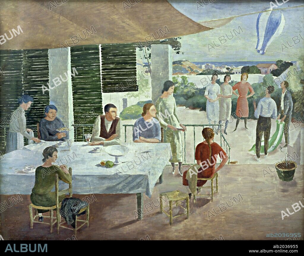XAVIER NOGUÉS. Xavier Nogués / 'Tarde de domingo', 1923, Óleo sobre lienzo, 60 x 75 cm.