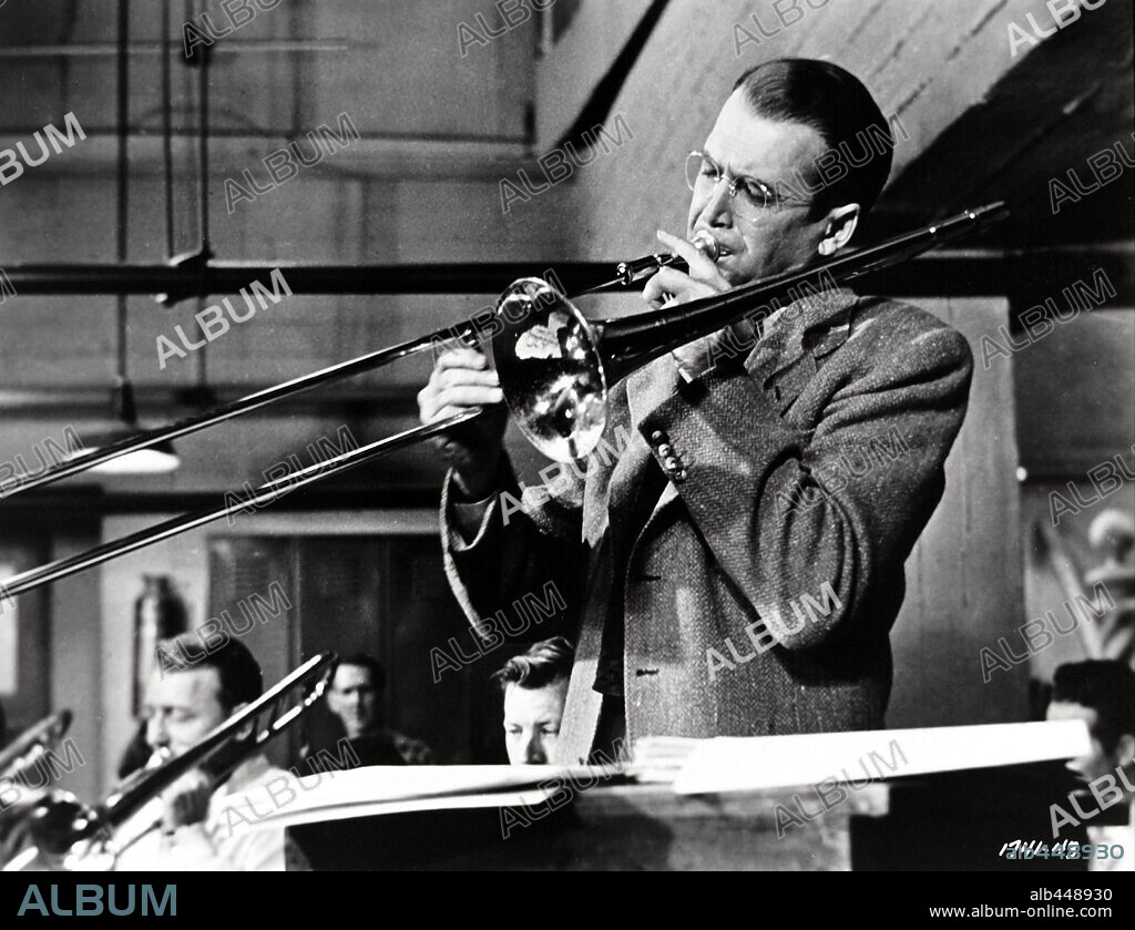 JAMES STEWART in THE GLENN MILLER STORY, 1953, directed by ANTHONY MANN. Copyright UNIVERSAL PICTURES.