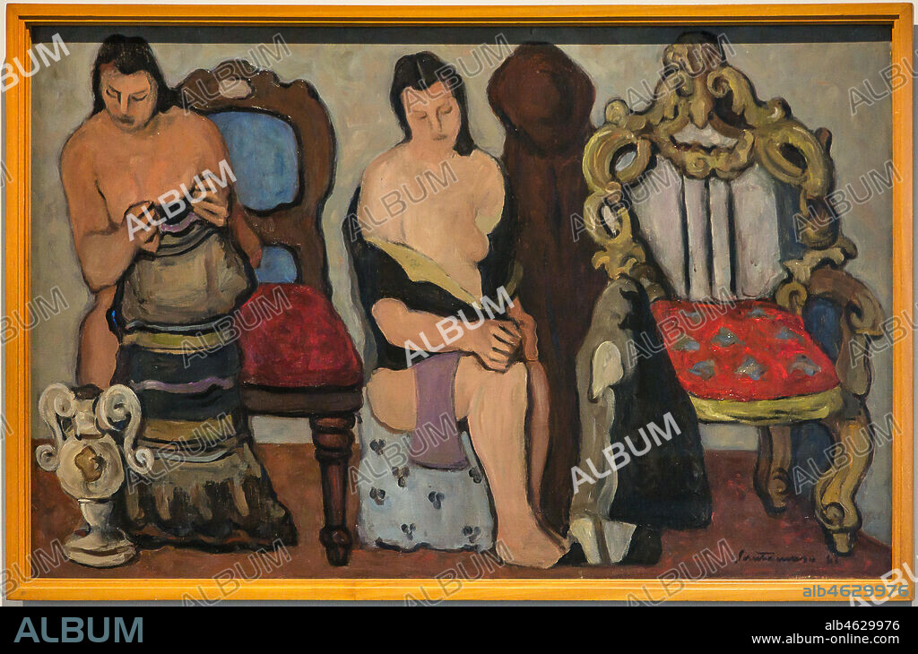 Museo Novecento: "Sitting Women", by Giuseppe Santomaso, 1941. Oil painting on canvas.