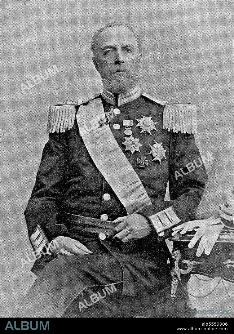 Oskar II, born Prince Oskar Fredrik Bernadotte of Sweden and Norway, Duke of Östergötland, 21 January 1829, 8 December 1907, of the House of Bernadotte was King of Sweden from 1872 to 1907 and in personal union King of Norway from 1872 to 1905, Historical, digitally restored reproduction of a 19th century original, exact date unknown.