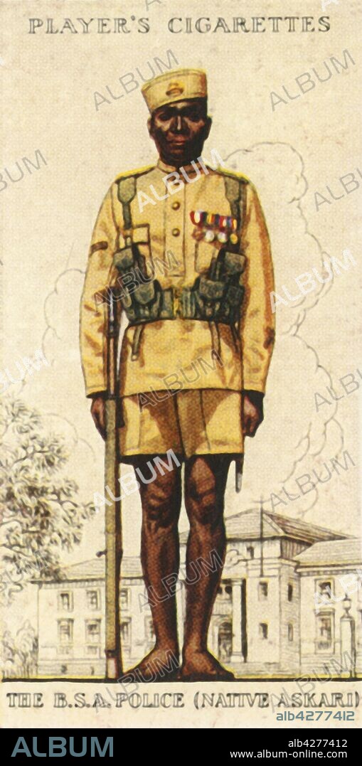 'The British South Africa Police (Native Askari)', 1936. From "Military Uniforms of the British Empire Overseas". [John Player & Sons, 1936].