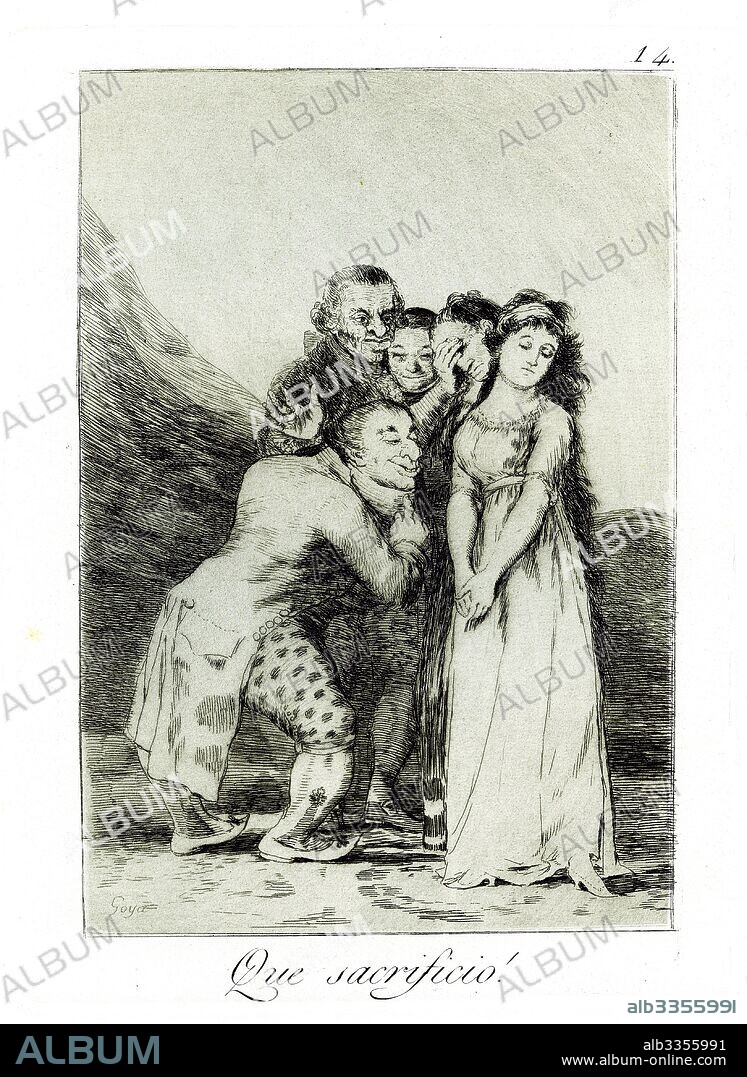 FRANCISCO DE GOYA. Que sacrificio! (What a Sacrifice!). (Capricho No 14).