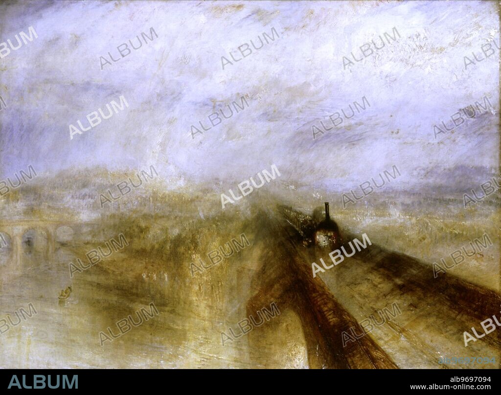 Rain, Steam and Speed - 1844. Great Western Railway. by Turner. National Gallery. Joseph Mallord William Turner (born in Covent Garden, London on April 23, 1775 (exact date disputed), died December 19, 1851) was an English Romantic landscape artist, whose style can be said to lay the foundations for Impressionism.. ©TopFoto.