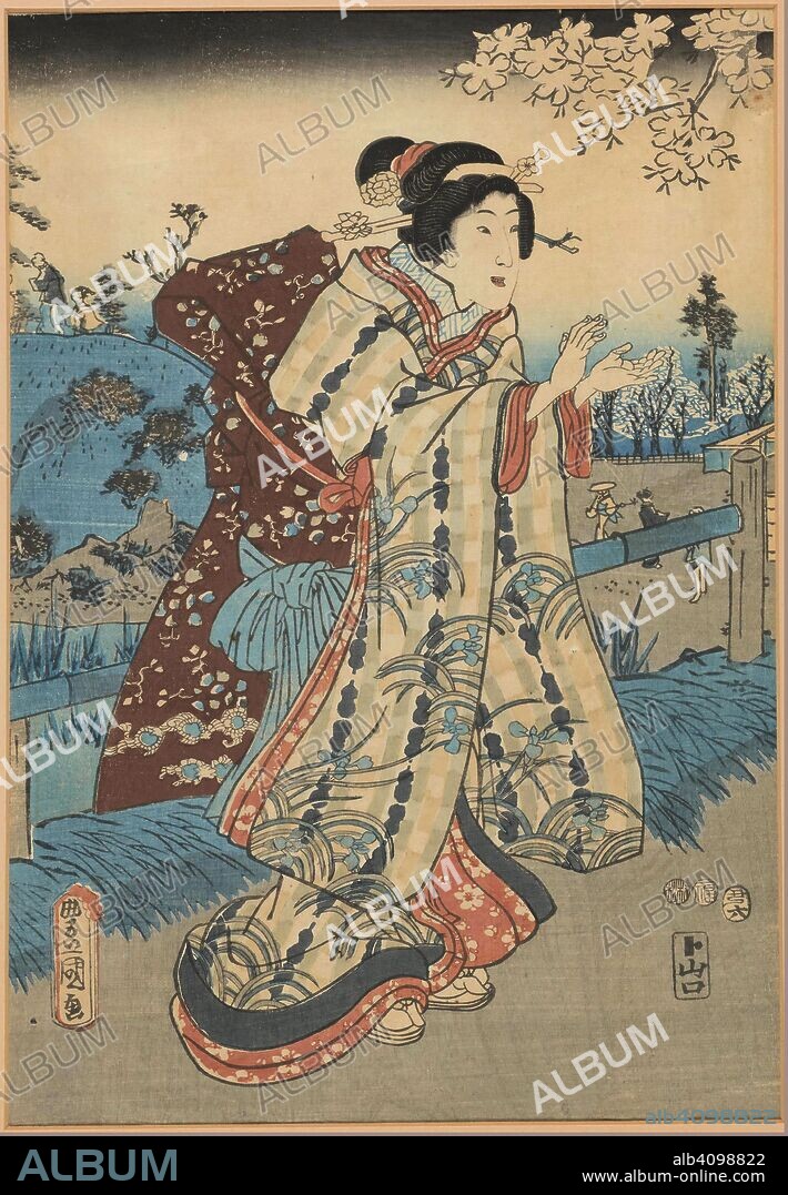 UTAGAWA KUNISADA. Standing Beauty, sheet from a triptych. Date: c. 1860, Edo.