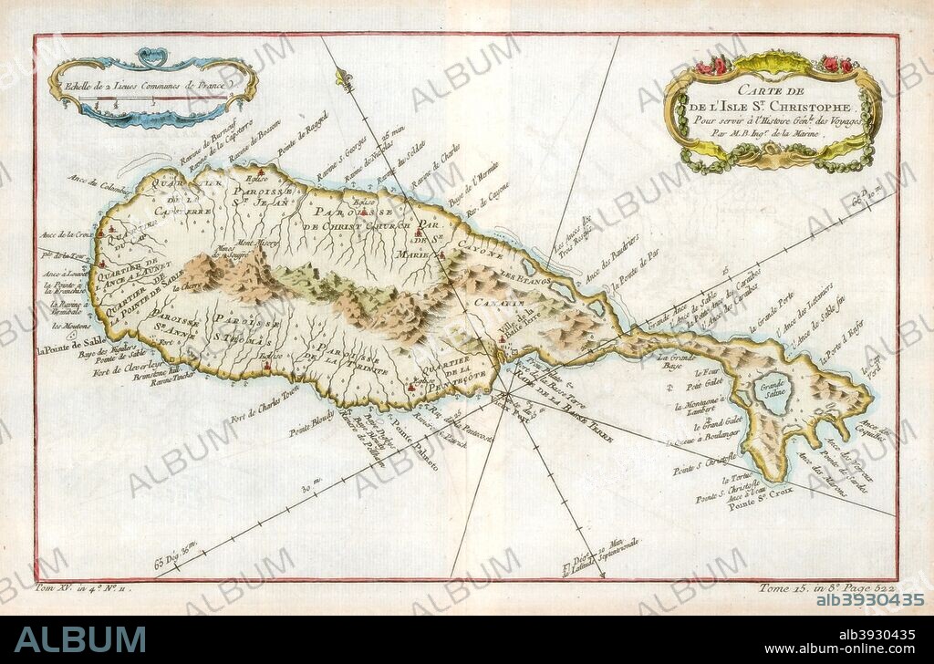 Map of the Caribbean island of St Christopher, c1764.