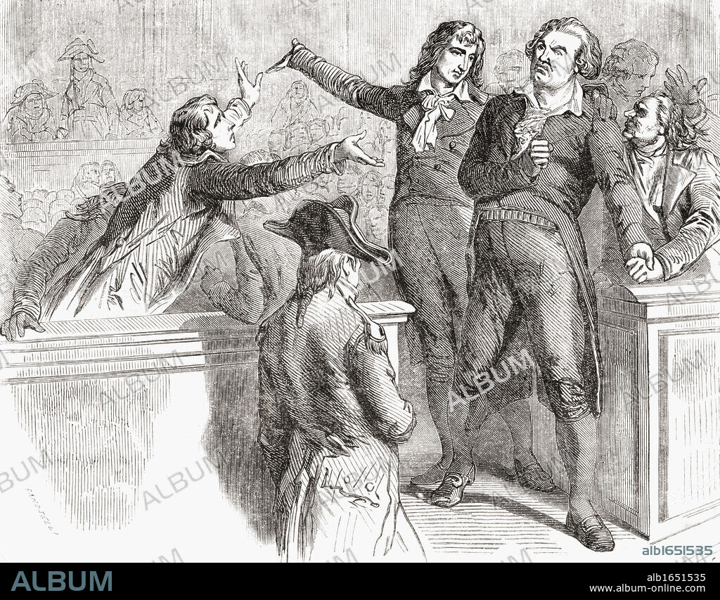 Danton and Camille Desmoulins defend themselves before the Convention,30th March 1794. Georges Danton,1759-1794. French revolutionary leader. Camille Desmoulins, 1760-1794. French revolutionary and journalist. From "Histoire de la Revolution Francaise" by Louis Blanc.