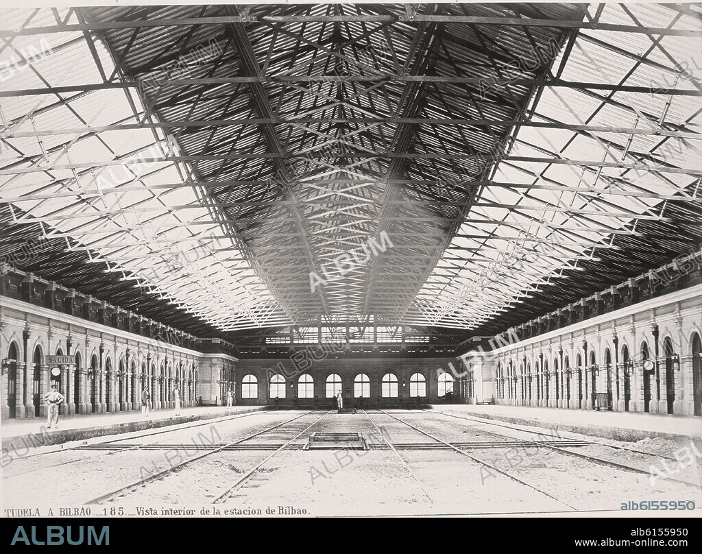 JEAN LAURENT 1816/1886 FOTOGRAFO. TUDELA-BILBAO - VISTA INTERIOR DE LA ESTACION DE BILBAO - 1867.