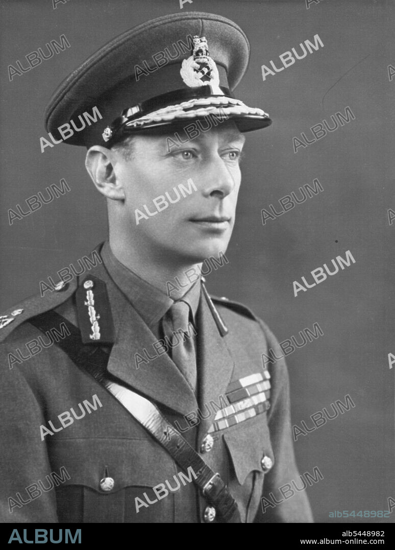 A new portrait of:- His Majesty King George VI. In Field Marshal's service uniform taken at Buckingham Palace, October, 1939. November 22, 1939. (Photo by Harris's Picture Agency).