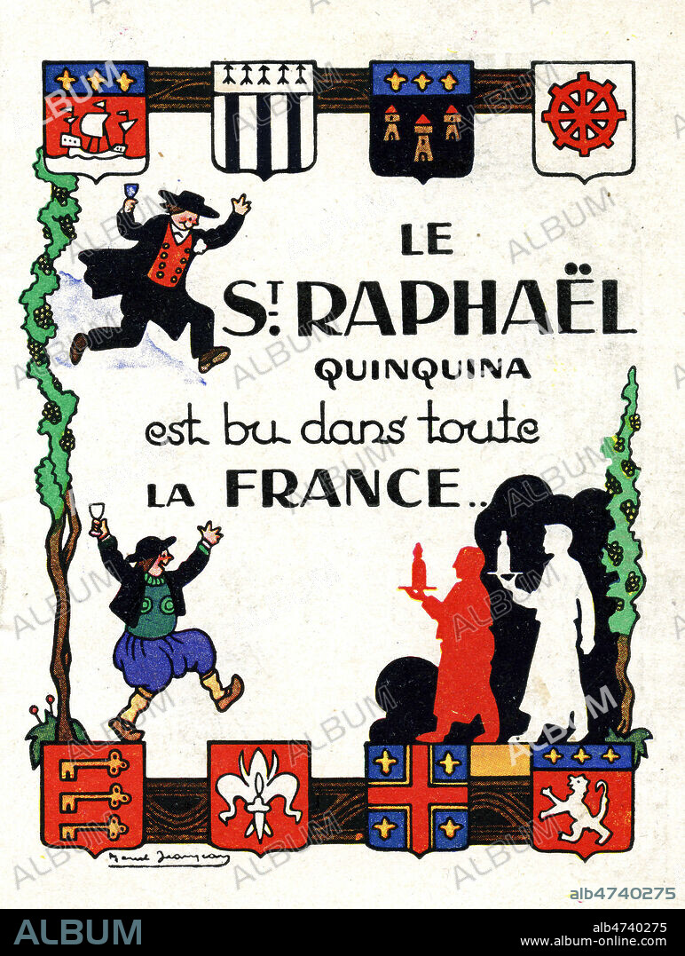 'Le St Raphael quinquina est bu dans toute la France'. Brochure publicitaire pour la quinquina Saint Raphael de 1926. Illustration de Marcel JEANJEAN (1893-1973)(ADAGP). Credit : Collection IM/KHARBINE-TAPABOR.