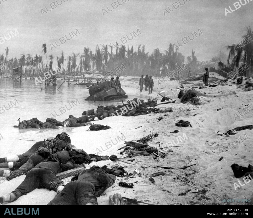 The Battle of Tarawa was a battle in the Pacific Theatre of World War II that was fought from November 20 to November 23, 1943. It took place at the Tarawa Atoll in the Gilbert Islands. Nearly 6,400 Japanese, Koreans, and Americans died in the fighting, mostly on and around the small island of Betio, in the extreme southwest of Tarawa Atoll.<br/><br/>. The Battle of Tarawa was the first American offensive in the critical central Pacific region. It was also the first time in the war that the United States faced serious Japanese opposition to an amphibious landing. Previous landings met little or no initial resistance, but this time the 4,500 Japanese defenders were well-supplied and well-prepared, and they fought almost to the last man, exacting a heavy toll on the United States Marine Corps.<br/><br/>. The Gilbert Islands are part of Micronesia. They became a colony of the British Empire in January 1916. They were invaded and occupied by the Empire of Japan in December 1941. The battle was fought almost two years later. In July 1979 the islands became independent from the United Kingdom and now comprise part of the nation of Kiribati.