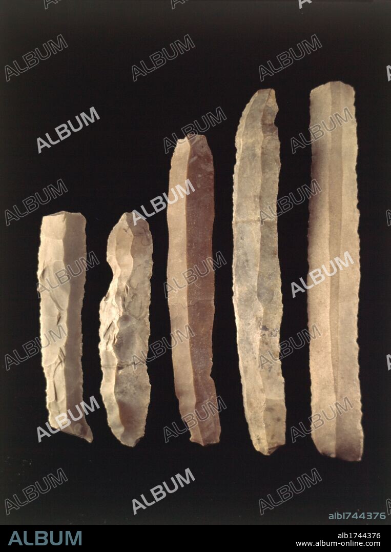 Madrid, M.A.N. Arte Prehistórico. Cuchillos de sílex de Vega del Nito. Cáceres. Neolítico y Edad del Bronce.