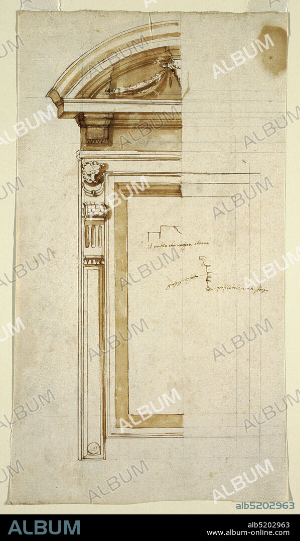 Window for the Palazzo dei Conservatori, Rome, Pen and brown ink, brown wash, black chalk on white laid paper, Rome, Italy, Italy, 15751600, architecture, Drawing, Drawing.