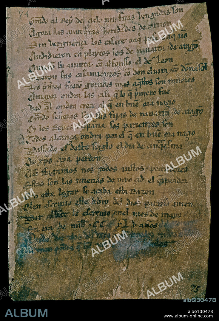 ANONIMO. ULTIMA PAGINA DEL CANTAR DEL MIO CID - MANUSCRITO DE 1307 - COPIA.