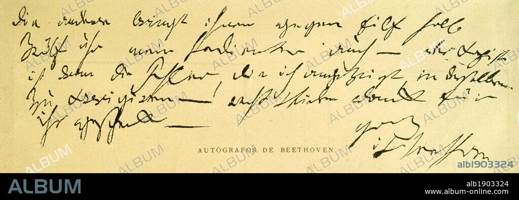 Autógrafo del compositor Ludwig van Beethoven.