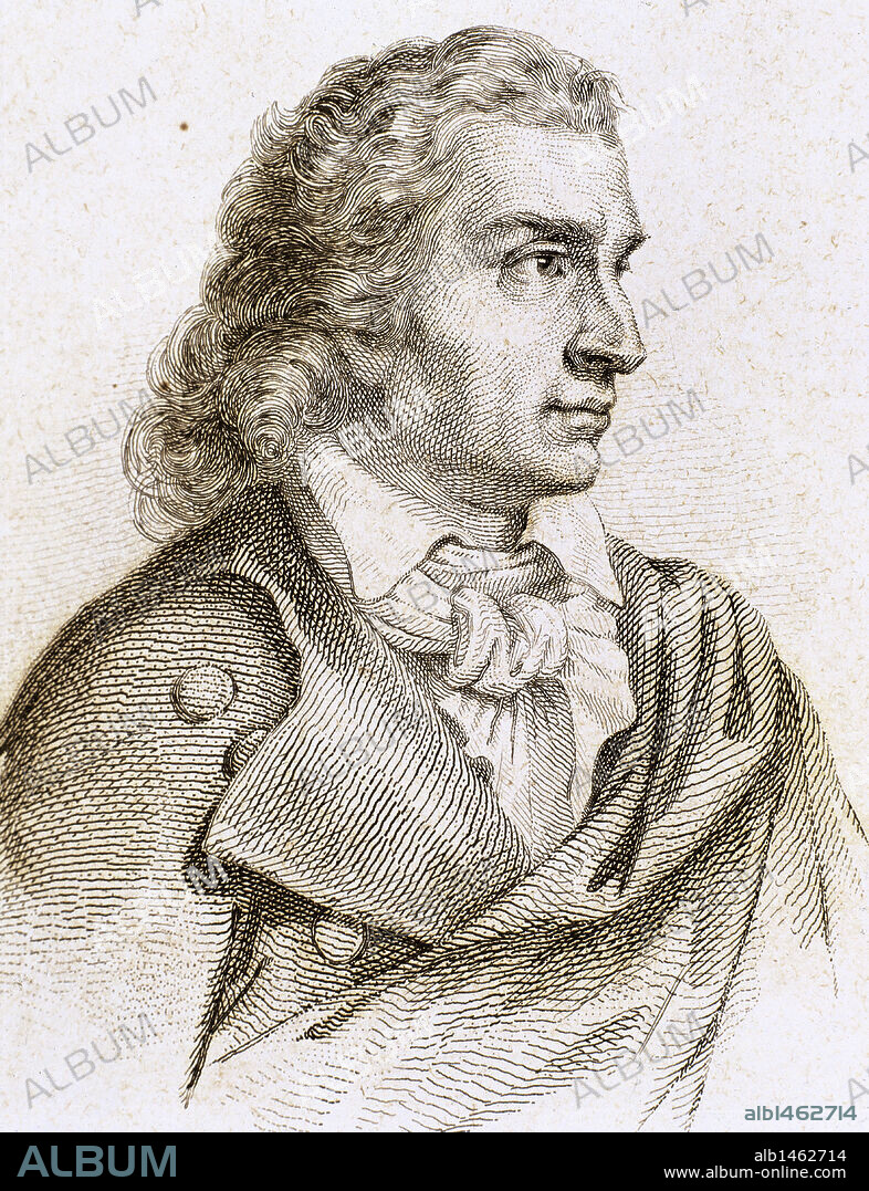 SCHILLER, Friedrich von (Marbach, Württemburg, 1759-Weimar, 1805). Poeta y dramaturgo alemán. De entre sus obras destacan, "Oda a la Alegría" (1785), "Don Carlos" que marca el nacimiento del clasicismo, "Maria Estuardo" (1800) y "Guillermo Tell" (1804), entre otras. Grabado del siglo XIX.